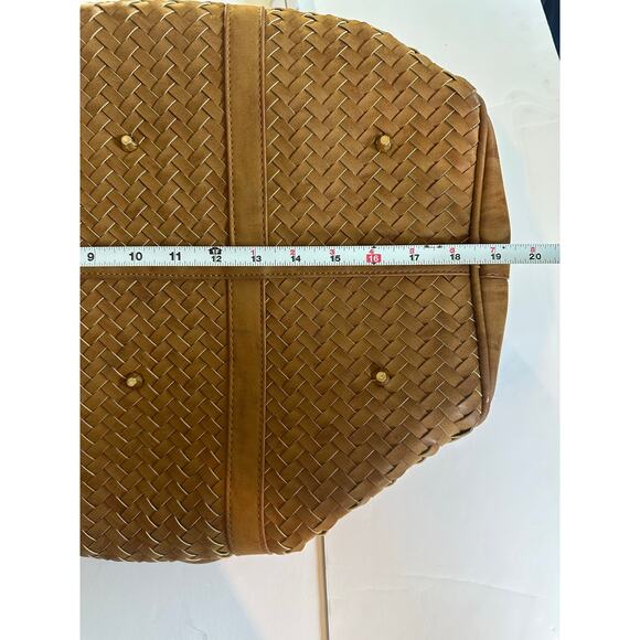 Madison West Tan Woven Satchel Shoulder Bag Chain Strap Travel Carry On NWOT - Picture 15 of 16